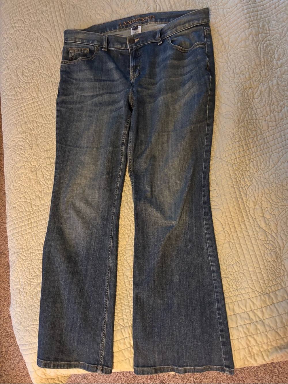Lands' End Women's Medium Blue Flare Jeans